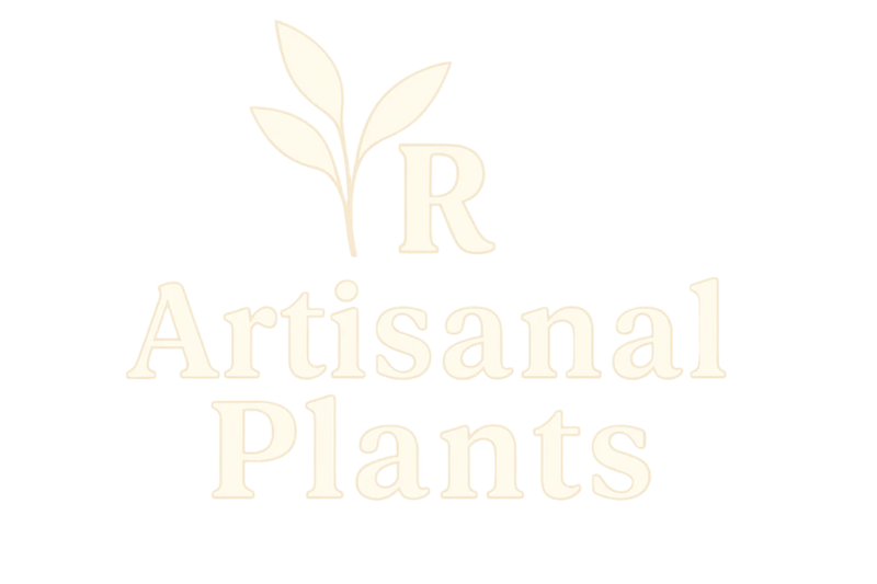 Ultra-high-resolution R Artisanal Plants logo with faint border